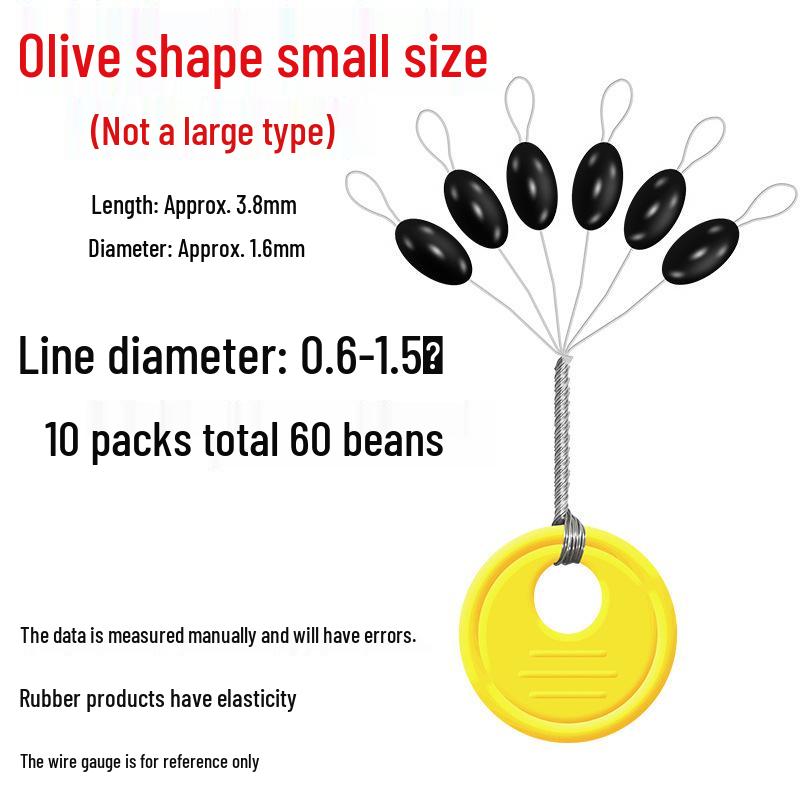 Olive-Shaped Silicone Fishing Beads - 100 Sets of Small Space-Saving Tackle Accessories