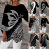 Bluze și cămăși casual de modă pentru femei cu mânecă 3/4 și gât rotund