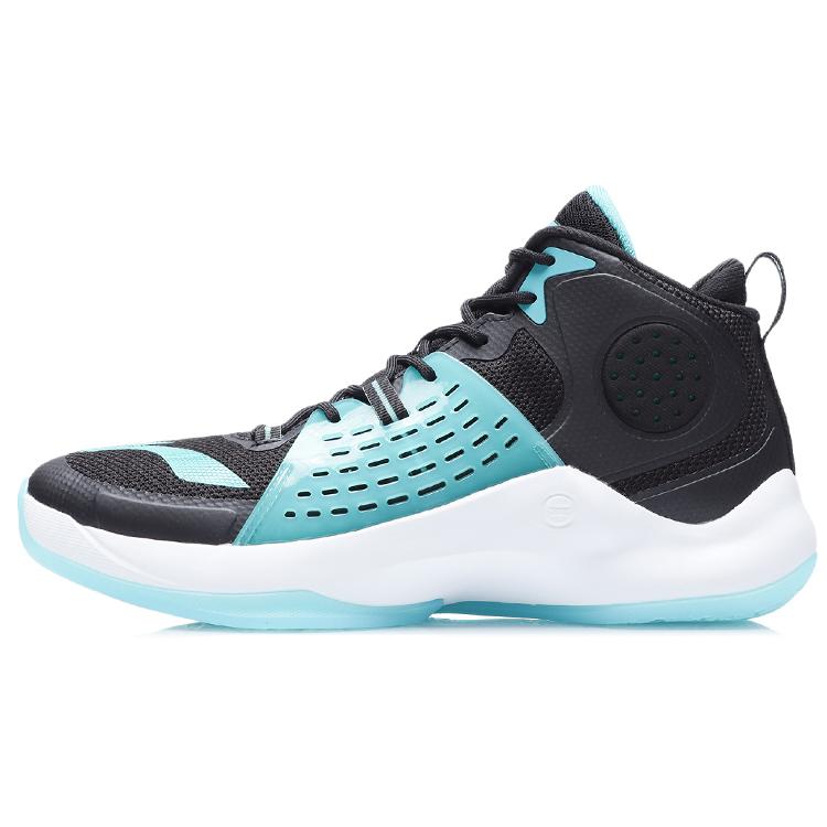 

New LiNing Cushioning Anti Slip And Wear Resistant Breathable Coverage Support Mid Top Basketball Shoes Unisex Black Green ABAR065-1 39.5