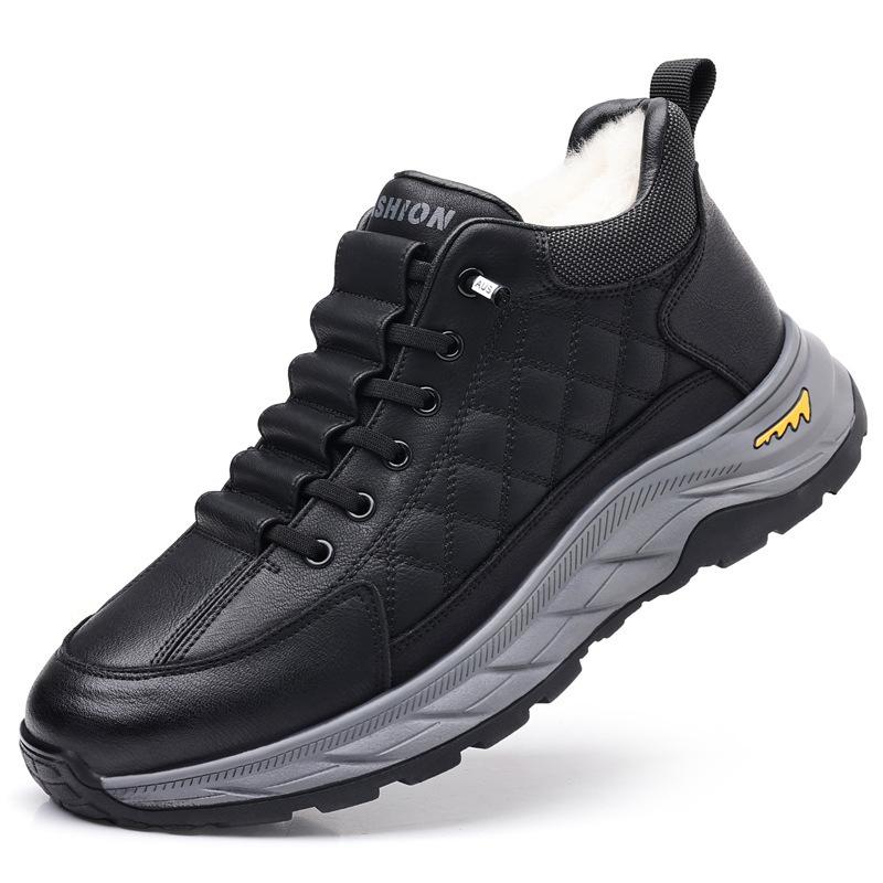Chaussures en coton chaudes Chaussures décontractées d'hiver Bottes de neige épaissies en polaire Semelles épaisses Confortables Chaussures en coton chaudes de sport d'extérieur pour hommes