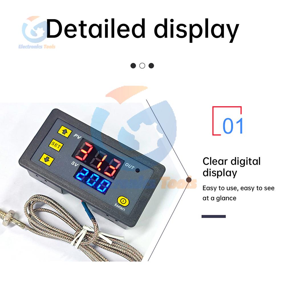 W3230 Mini Digital Temperature Controller DC 5V 12V 24V 220V K Type Thermostat Regulator Heating Cooling Control Switch