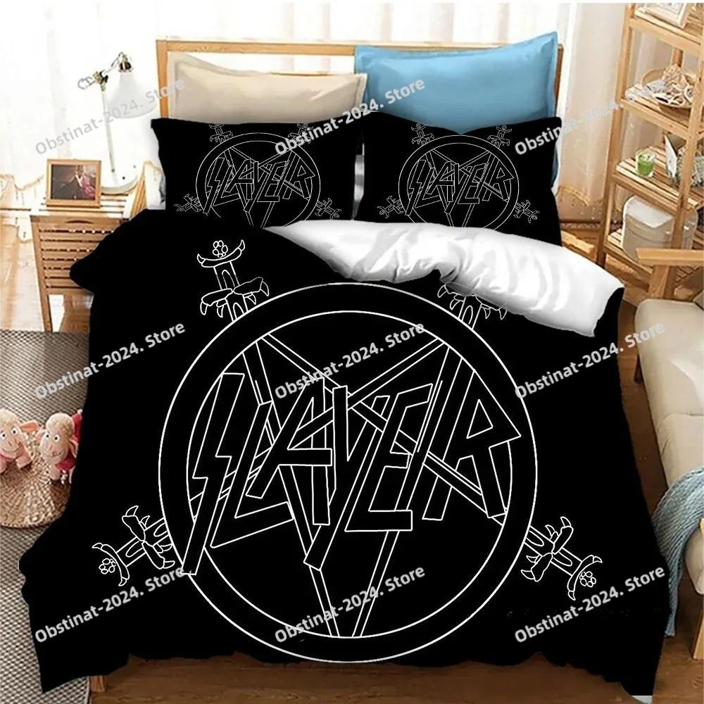 Slayer Heavy Metal Müzik Grubu Yorgan Yatak Takımı, Yorgan Kılıfı Yatak Takımı Yorgan Kılıfı Yastık Kılıfı, King Queen Boy Yatak Takımı Çocuklar