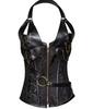 Corset Diet Halter Neck 3 Colors To Choose From Embroidered Metal Fittings Stylish Black M [Filaeishi] Women's