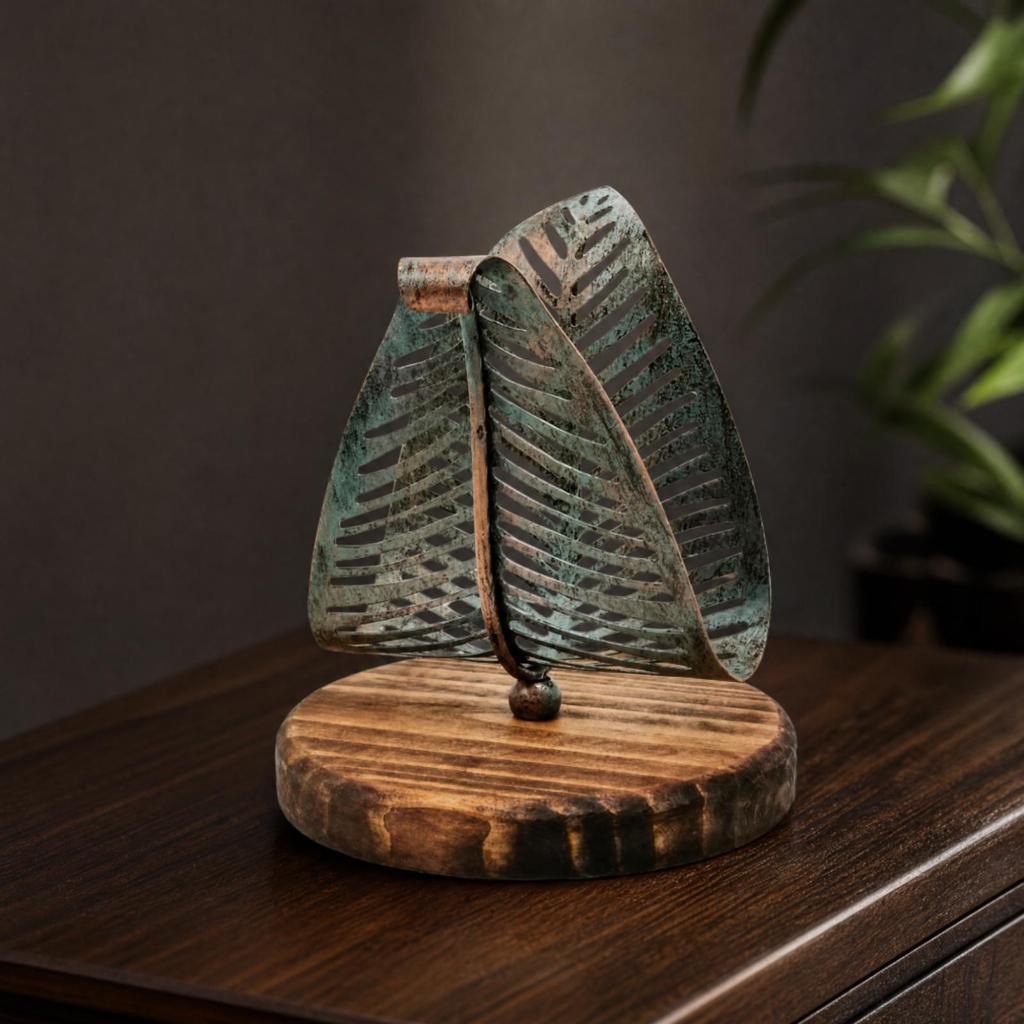 Napkin Holder with Leaf Frame Sturdy Iron Space-Saving
