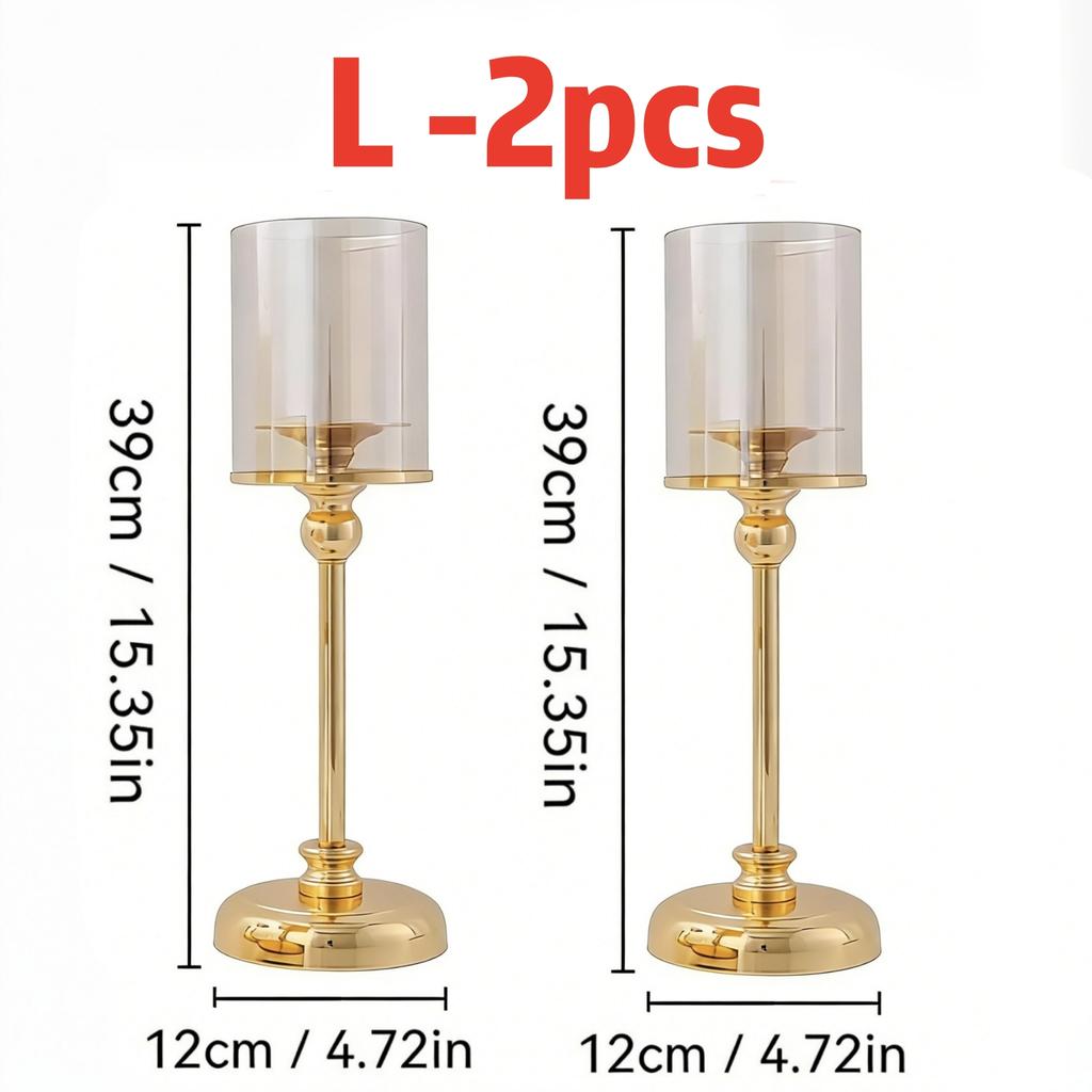 Glass Pillar Candle Holder Set Golden Silver Decorative Candlestick for Wedding Party Table Festival Decor 2026 New Fashion