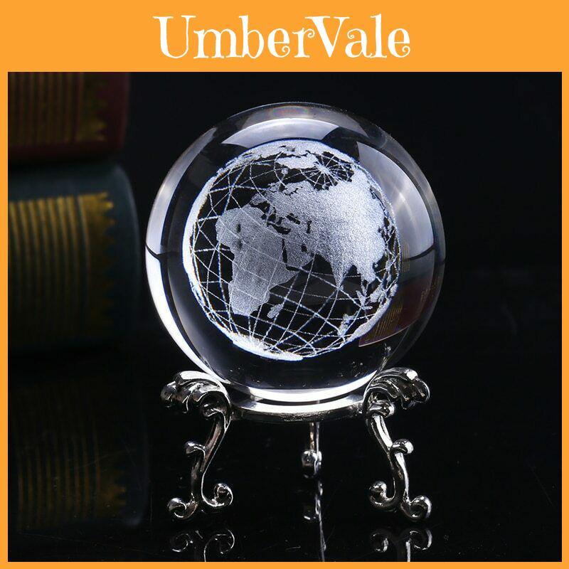 Timeless 60mm 3d Crystal Ball Glass Laser Engraved Miniature Earth Sphere For Any Room