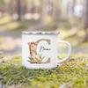 Personalized Mug for Kids Custom Deer Lion Initial with Name Cup for Boys Girls Child Handle Mugs Birthday Festive Gifts for Kid