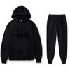 Unisex bluza z kapturem i spodnie dresowe Zestaw Streetwear Codzienny Luźny krój Strój