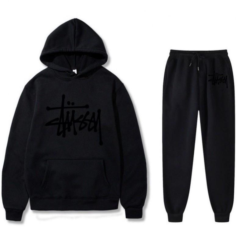 Unisex bluza z kapturem i spodnie dresowe Zestaw Streetwear Codzienny Luźny krój Strój