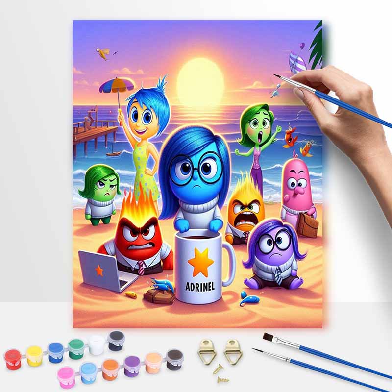 Disney DIY Oil Painting Kits Inside Out Beach Home Decor Craft Gift Ideas Disney Pixar Characters Painting Art Wall Decor Set 130