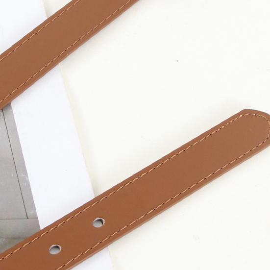 Imitation Leather Women Belt Metal Flower Pin Buckle Adjustable Design
