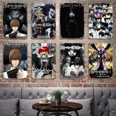 Death Note - Αφίσα Manga Anime Τηλεοπτικών Εκπομπών Vintage Μεταλλική Πινακίδα Μεταλλική Πινακίδα Διακοσμητική Πλάκα για Pub Μπαρ Ανδρικό Δωμάτιο Λέσχη Διακόσμηση Τοίχου