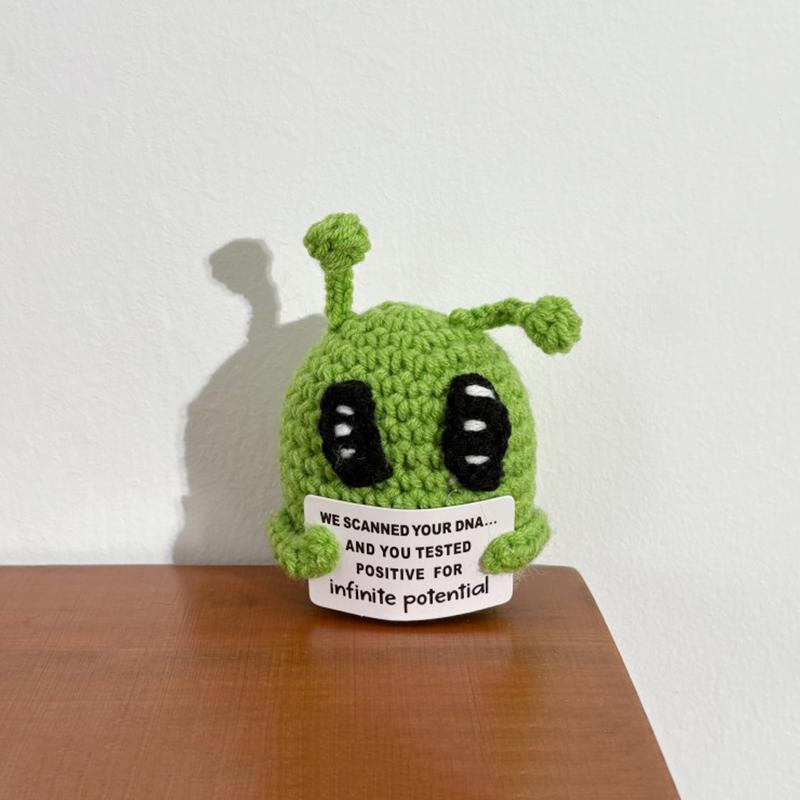 Crochet Pocket Hug Hand-woven Positive Energy Dolls Finished Alien Ornaments Knitted Crafts Desktop Miniature Mother's Day Gifts