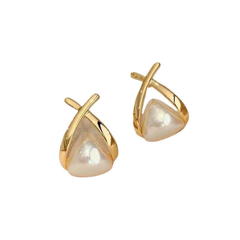 925 Silver Needle French Cross Earrings - Elegant High-End Studs