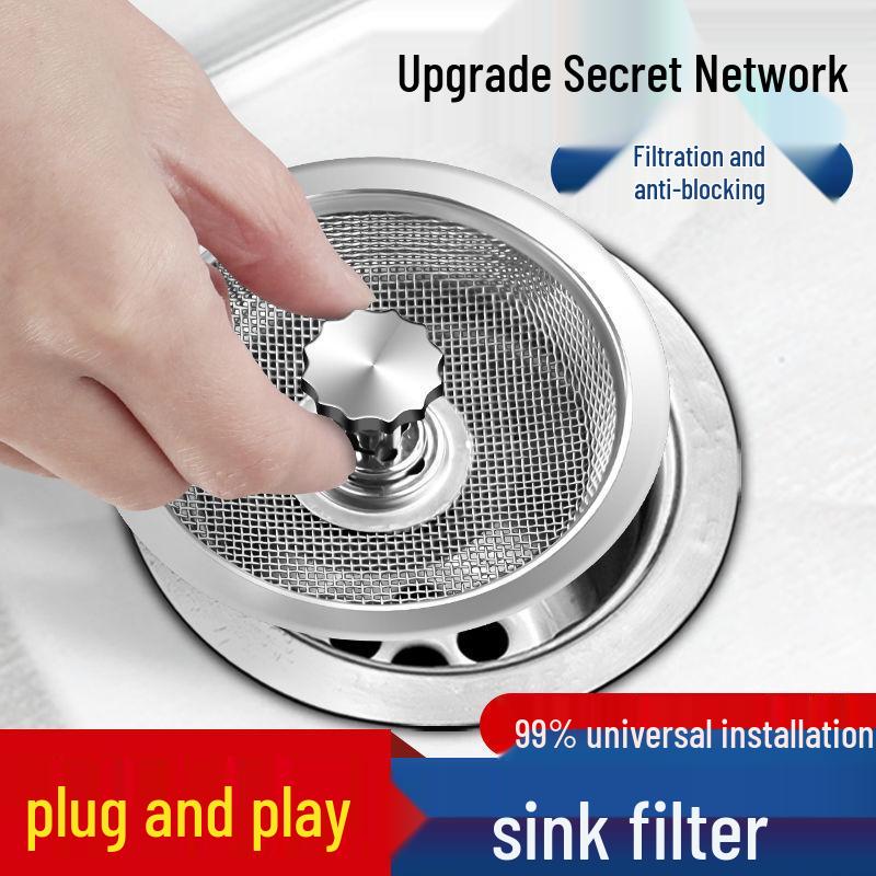 Universal Stainless Steel Kitchen Sink Drain Anti-Clog Filter and Vegetable Washing Basin Cover