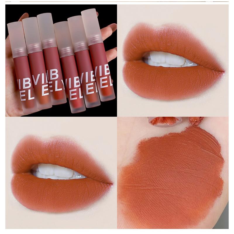 VIBELY Fumo Leggero Opaco Velluto Opaco Lip Slush Impermeabile Lunga Durata Lucidalabbra Bianco