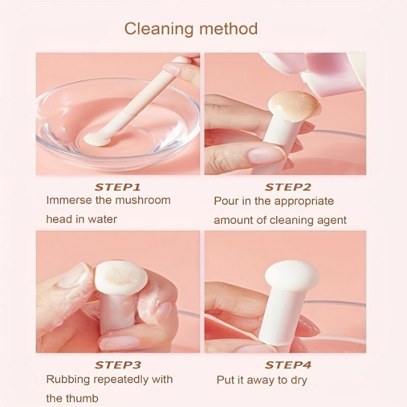 2er Set Weiche Pilzkopf Foundation Pinsel - Multifunktional, Concealer Pinsel Set, Schwammkopf, Tragbare Make-up Pinsel