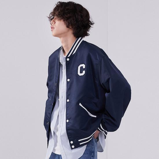 C Logo Varsity Jacket Navy XS