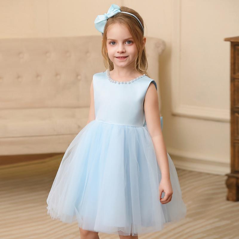 Sleeveless Mesh Tulle Puffy Princess Dress For Kids Girls Wedding Party Birthday