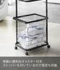 Yamazaki Jitsugyo Laundry Wagon Basket Black W41 X D30 X Tower Laundry Basket with Casters Large Capacity 3352 + Approx. H93.5cm