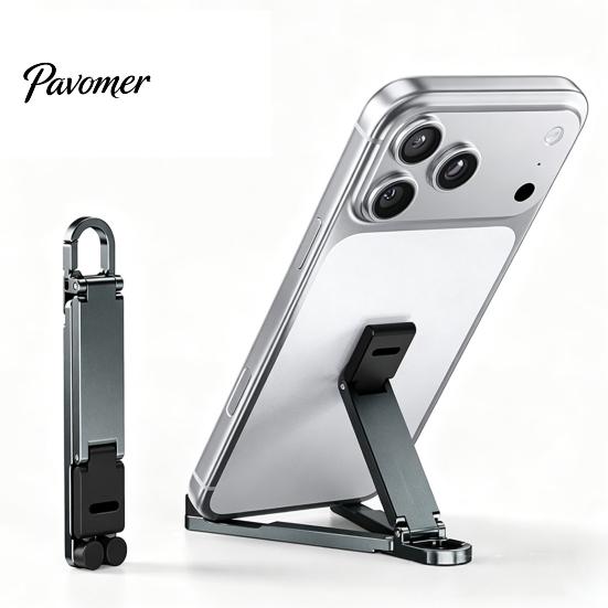 Cell Phone Stand Mini Foldable Keychain, Portable Holder for Pocket Desk, Home Office Travel Desk Accessory