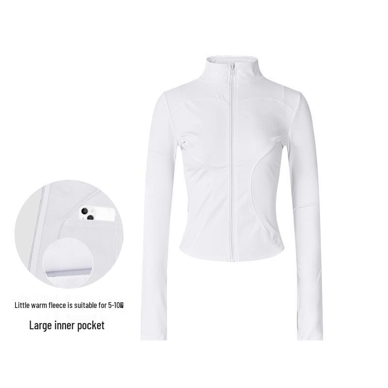 Damska pluszowa kurtka slim fit na wiosnę i jesień - przylegający do talii top do jogi