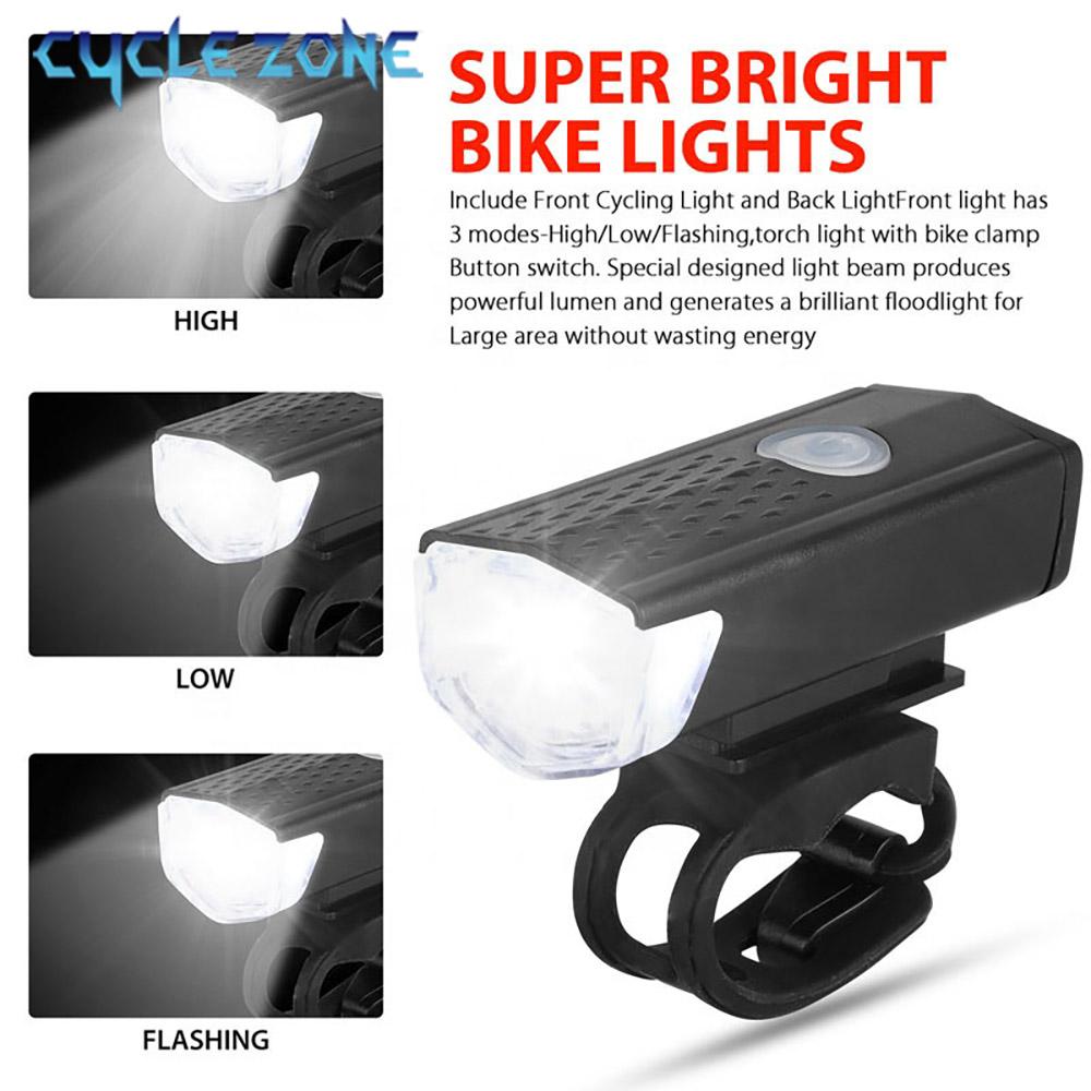 Bike Front Lights USB Rechargeable LED Bicycle Lamp for Night Riding MTB Headlight Flashlight Safety Cycling Accessories 3 Modes