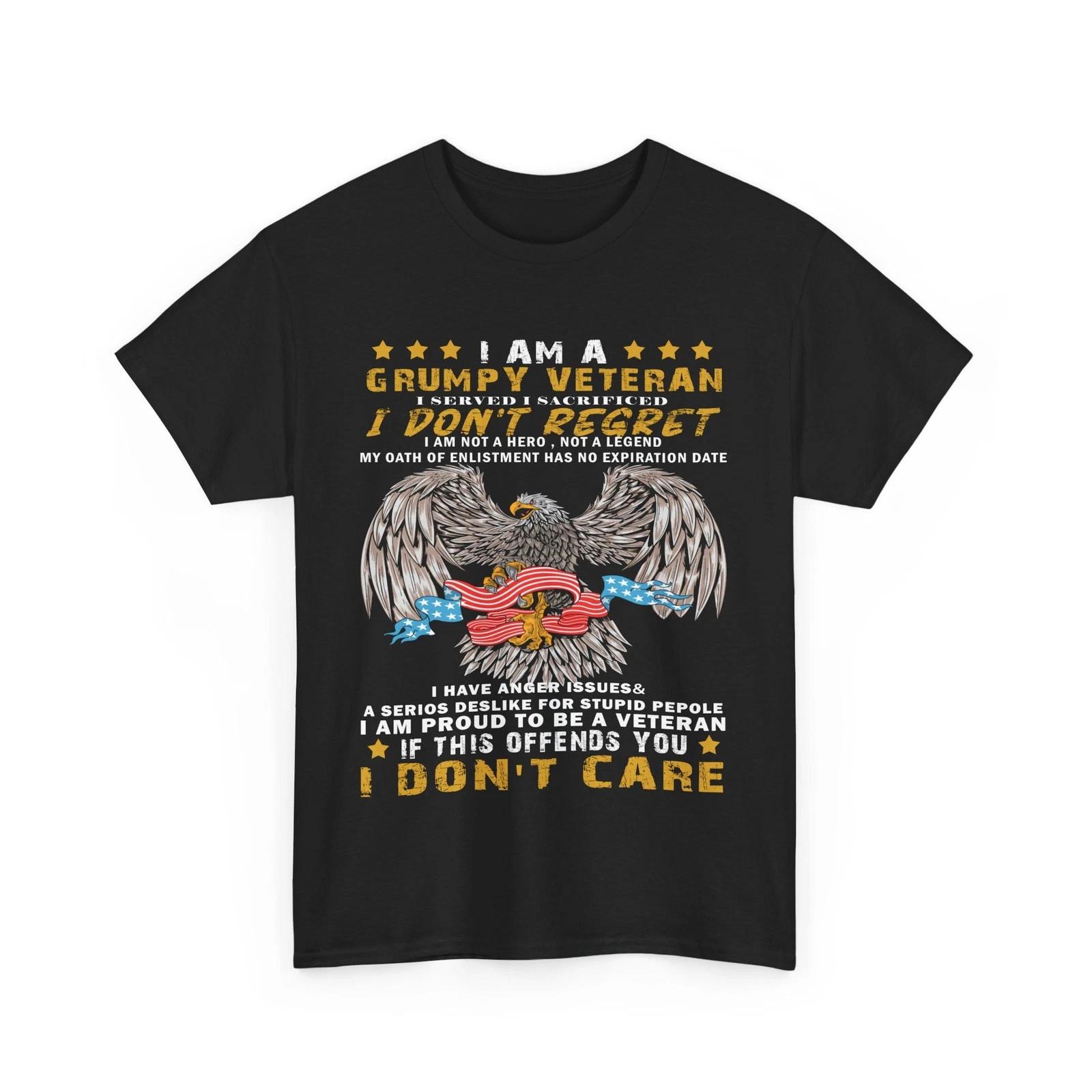 Grandpa Veteran Shirt, I Am A Grumpy Old Veteran Army Military Men Shirt L