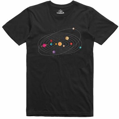 T-shirt Geek da Uomo Sistema Solare Mappa Google Divertente Geek Vestibilità Regolare Top