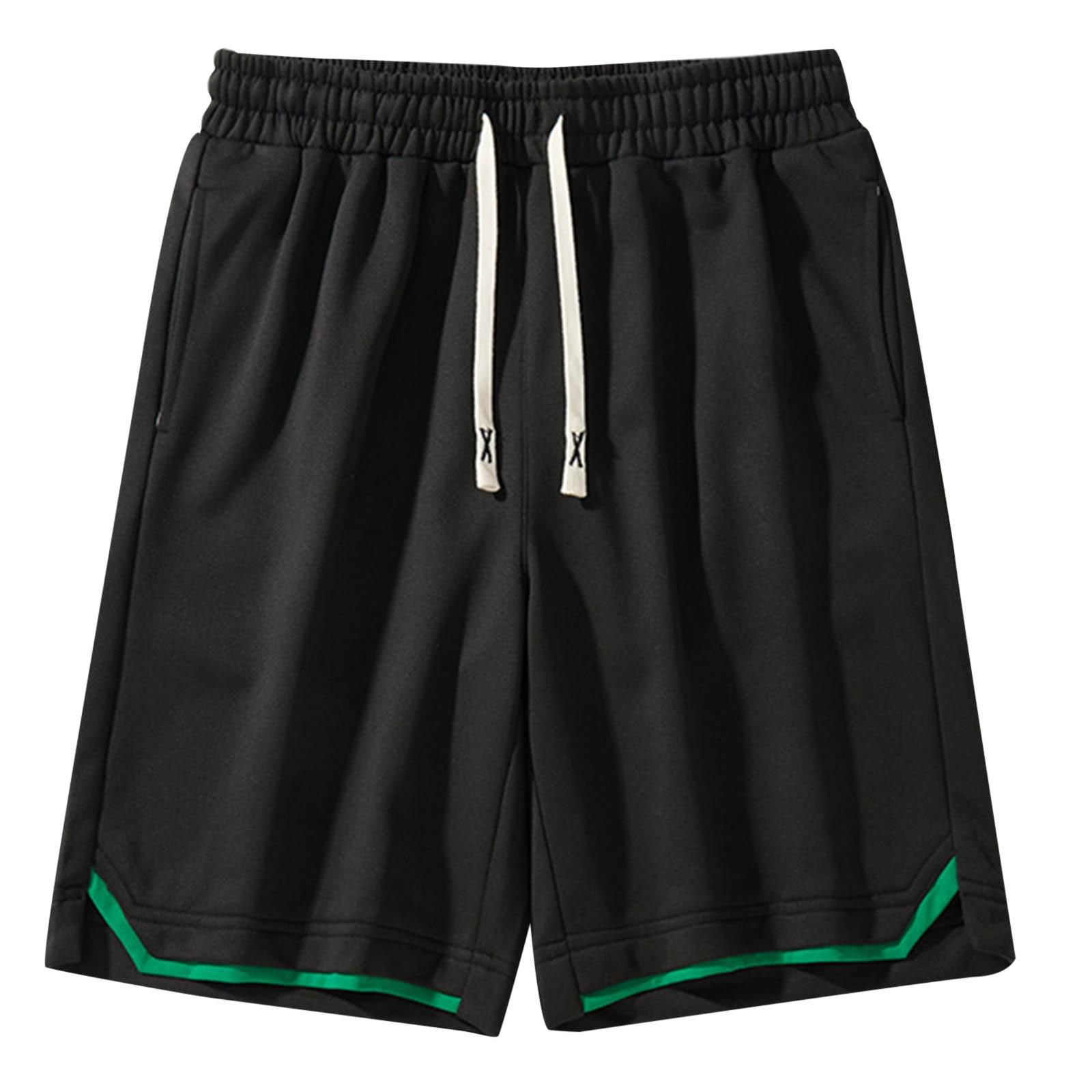 

Men’s Drawstring Waist Patchwork Beach Shorts Casual Athletic Five Pocket Relaxed Fit Mid Length Pants for Outdoor Activities XXXXL чёрный