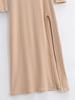 YPFF New Autumn Women's Slim Fit High Slit Long Sleeve Dress - Elegant, Sexy Solid Color Skirt