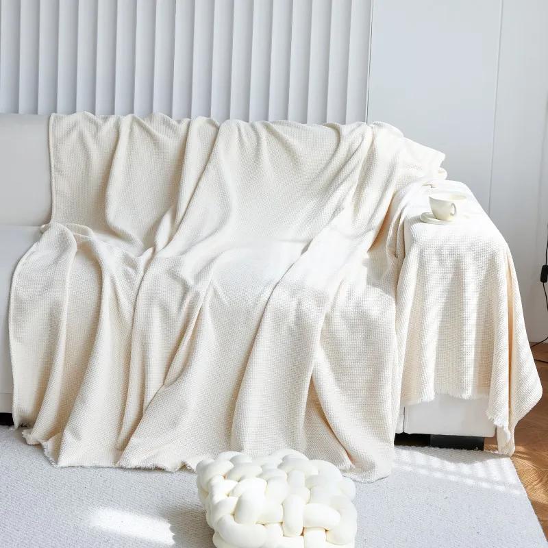 Soft Chenille Solid Color Couch Cover for Living Room Luxury Embroidery Sofa Cover Modern Simple Universal Non-slip Sofa Towel