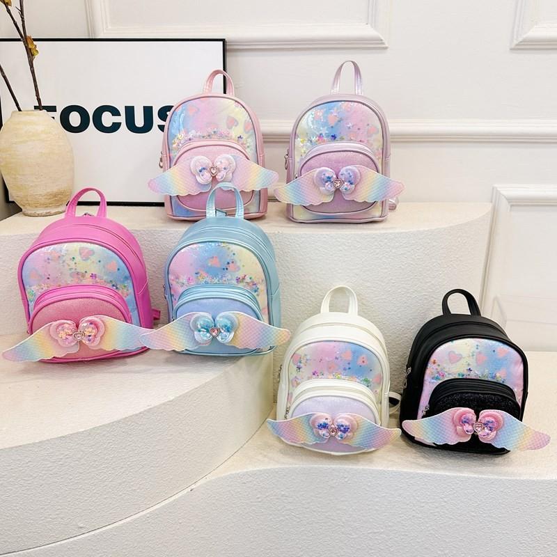 Shaped Heart Sequins Pattern Wings Backpack Children Schoolbag Fashion Gift