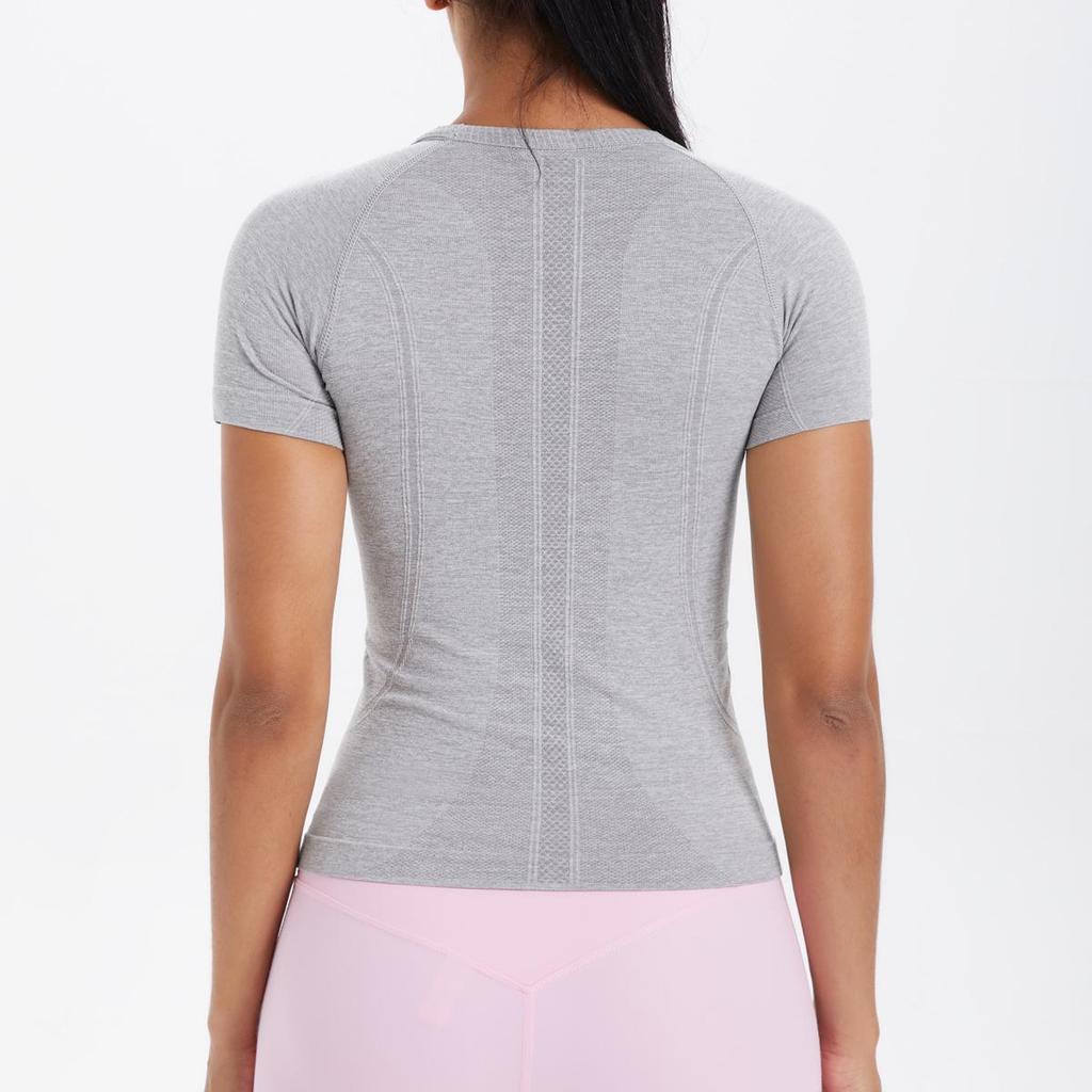 Women's Seamless Knit Solid Color Breathable Short Sleeve Sports Yoga T-shirt