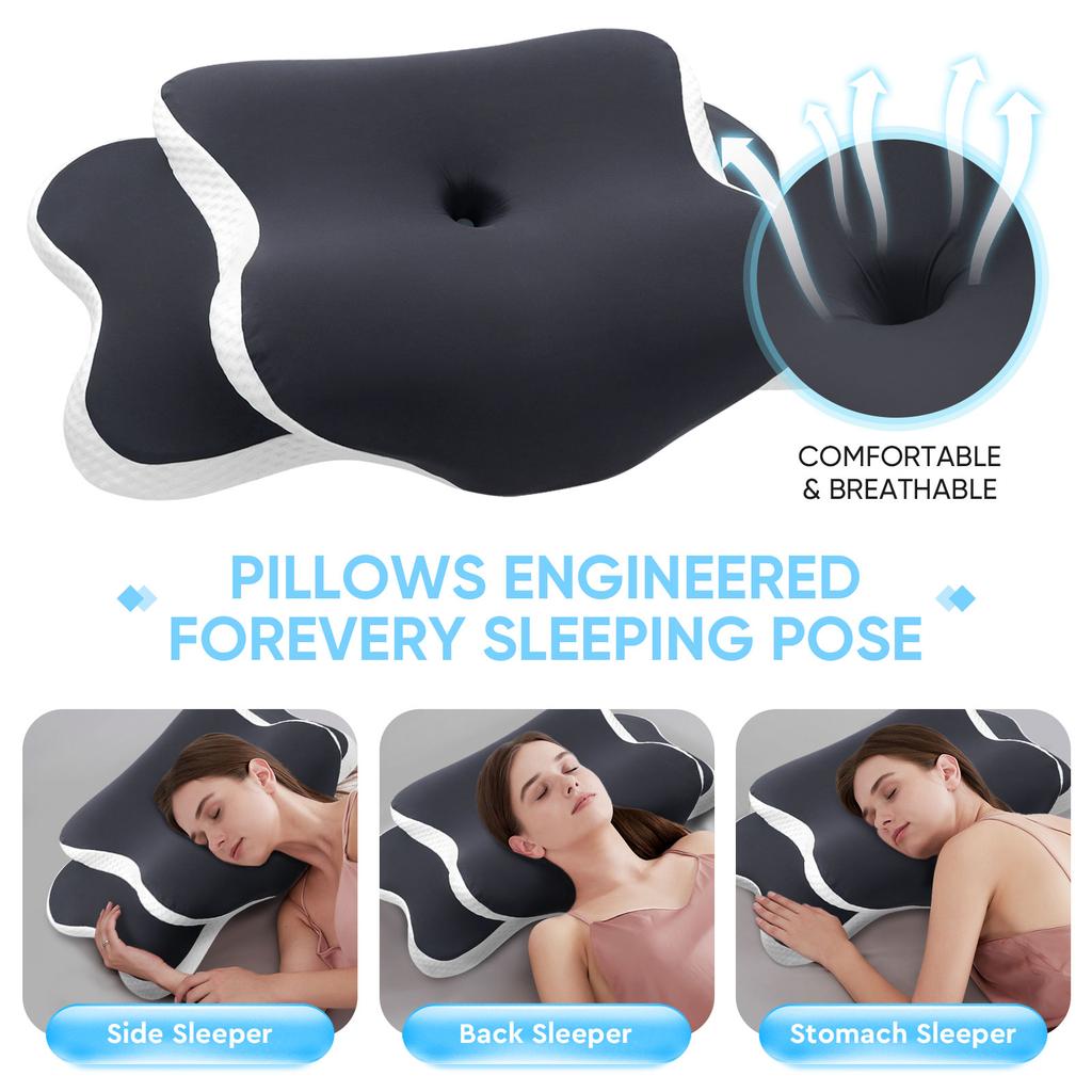 Ergonomic Memory Foam Pillow Orthopedic Neck Support for Side Back Sleepers Ice Silk Pillowcase Ideal Christmas New Year Gifts