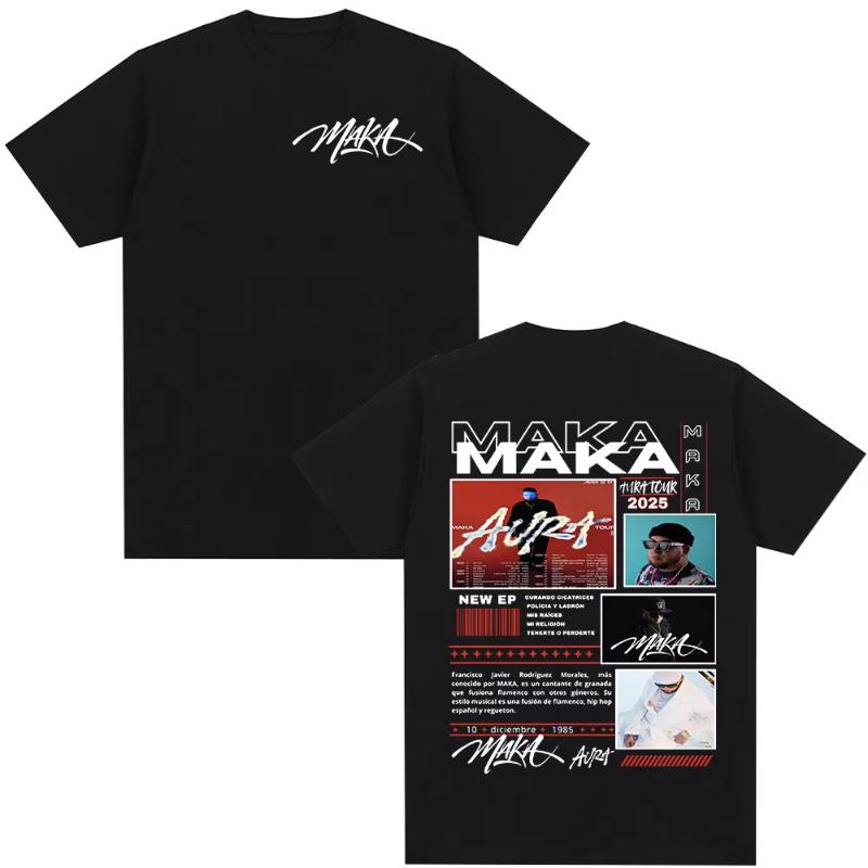 Rapper Maka Aura 2026 Tour Merch T Shirts Men Women Fashion Vintage Street Tshirt Casual Short Sleeve T Shirt Streetwear