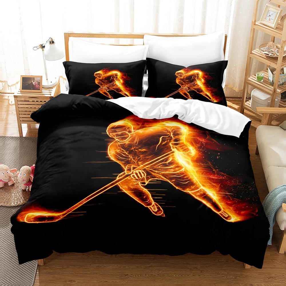 Sports Ball Printing Bed Three-Piece 3D Digital Printing Kit Grinding Quilt Cover