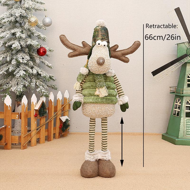 Cross-border Reindeer Plush Toy: Green Fabric Fawn Christmas Ornament for Hotel Window Display