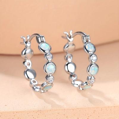 Vintage and Elegant Ladies' Circle Earrings, Sparkling with Zircon Inlay, Wedding Banquet Jewelry Gifts