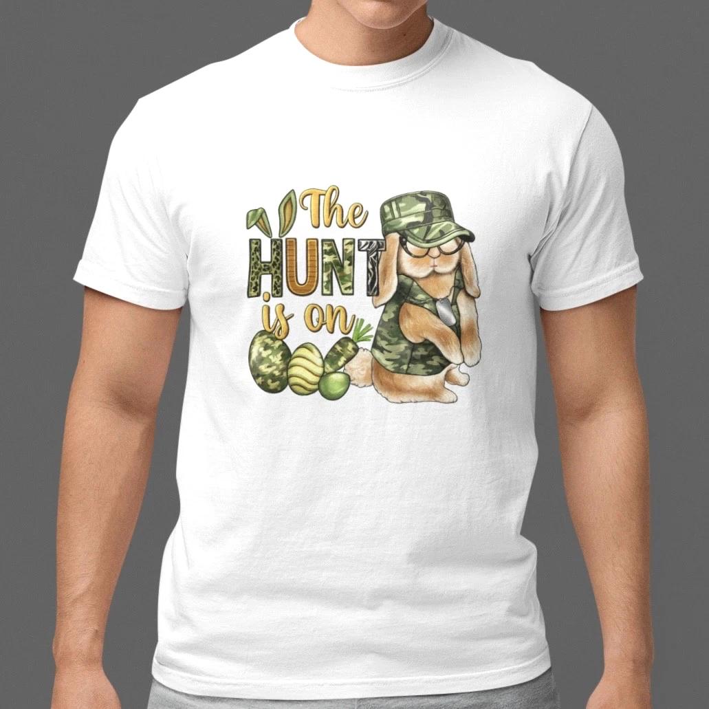 The Hunt Is On Easter Bunny Shirt Funny Camo Rabbit Easter Egg Tee Gift Cotton S
