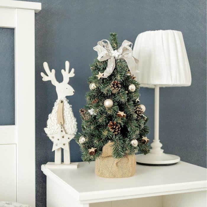 Creative Home Mini Sapin de Noel Artificiel Champagne 40cm - Décoration Noel Bureau - Sapin Artificiel - Sapin de Noël Artificiel