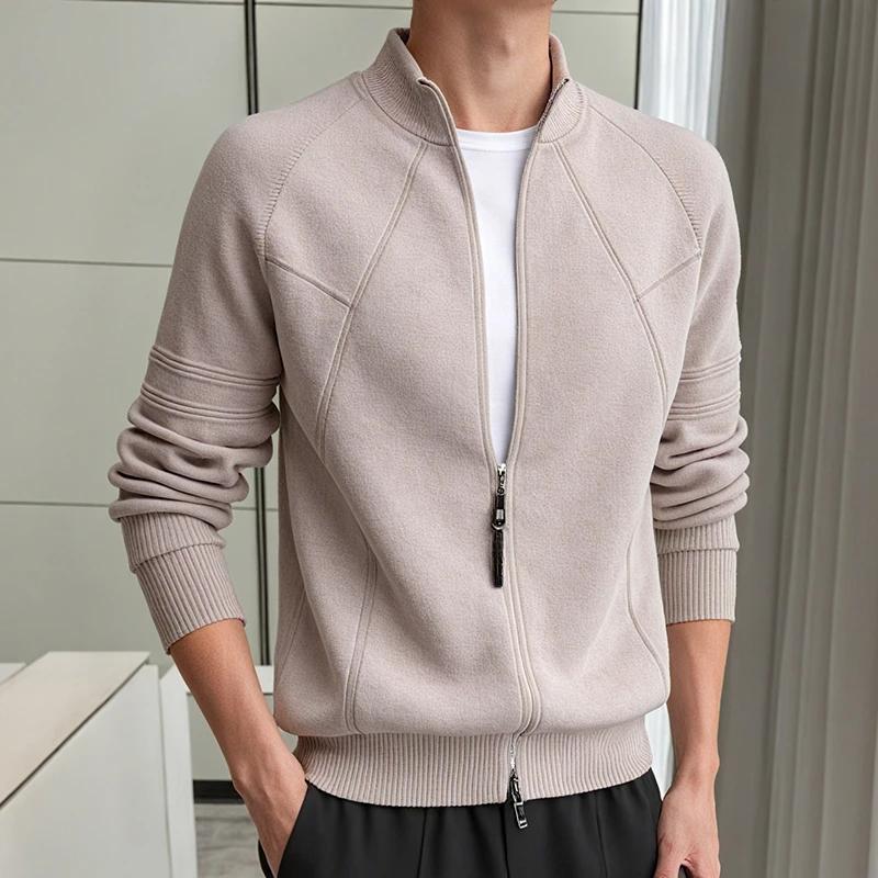 New Autumn Winter Men's Knitted Sweater High Quality Jacquard Raglan Style Versatile Jacket