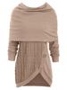 Women's Plus Size High Neck Hooded Knit Sweater with Button Detail