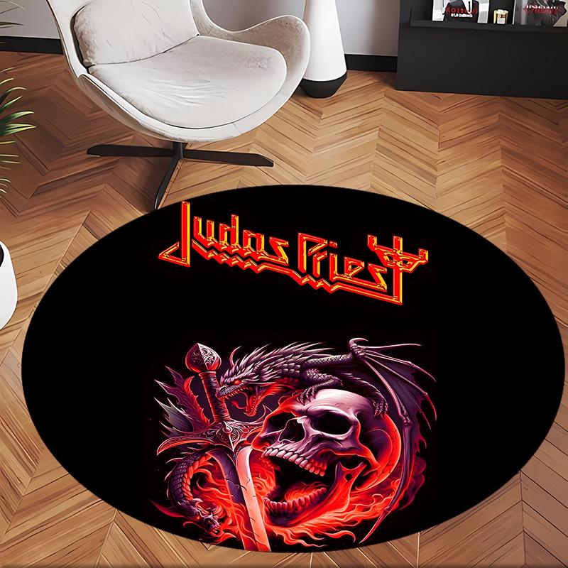 Judas Priest (1) Ofis için Yuvarlak Halı Ofis, Yatak Odası, Oturma Odası ve Ev Alanı için Dekoratif Yer Halısı