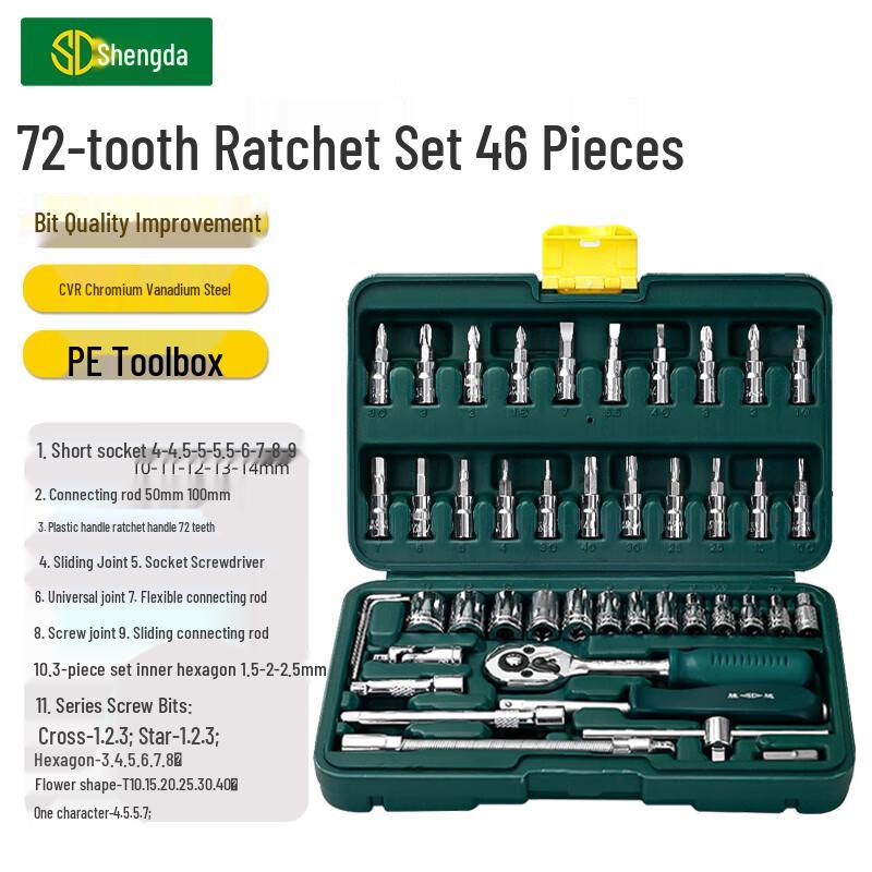 Shengda 46-Piece Quick Ratchet Socket Wrench Set