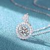 Moissanite Round Agile Necklace for Women, Beating Heart Geometric Pendant Collarbone Chain