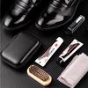 Carbon Fiber Pattern 6-Piece Leather Shoe Care Set: Horsehair Brushes, Polish, and Cloth