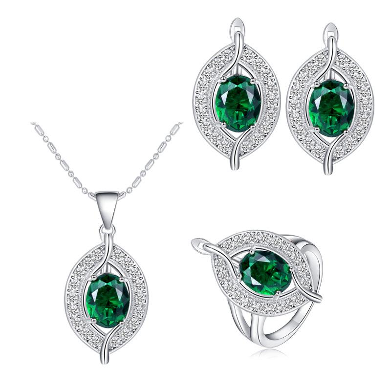 Jewelry Set, Bridal Jewelry Earrings Necklace Ring Three-Piece Chain Set