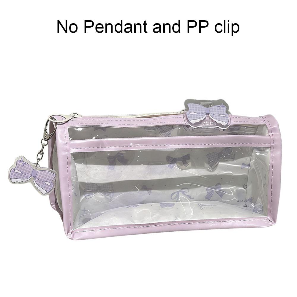 Bow Stationery Bag Transparent Storage Bag Cute Pen Box  Gift