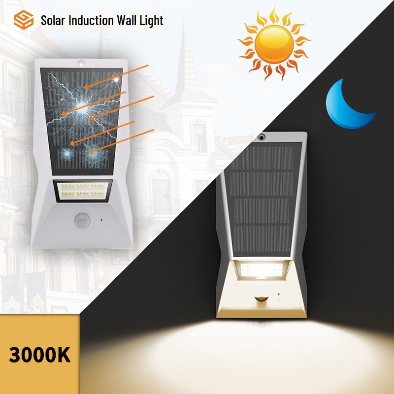 Smart Waterproof Solar Wall Lamp with Large Photovoltaic Panel for Garden, Terrace, and Garage